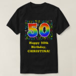 [ Thumbnail: 50th Birthday: Colorful Music Symbols, Rainbow 50 T-Shirt ]