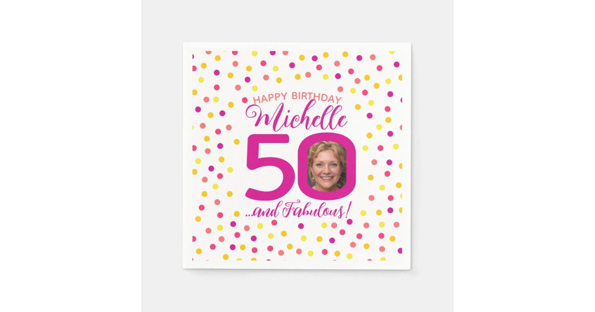 Happy 50th Birthday Colorful Typography Greeting Card Stock