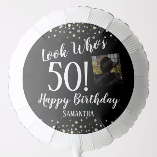50th Birthday Confetti photo Balloon