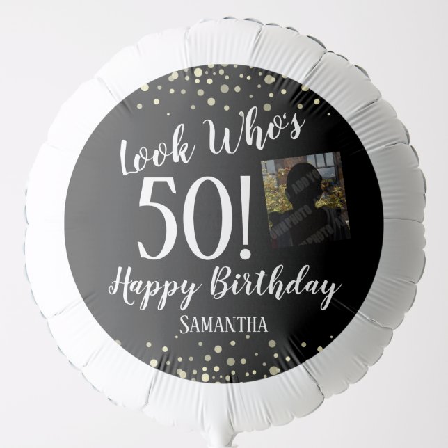 50th Birthday Confetti photo Balloon (Front)
