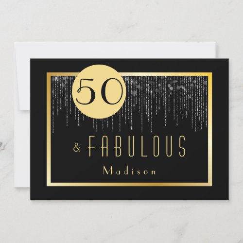 50th Birthday Cool Gold Fab Invitation
