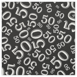 50th Birthday Cool Number Pattern Black/White 50 Fabric