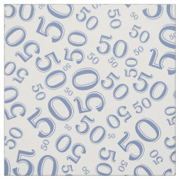 50th Birthday Cool Number Pattern Green/White Fabric