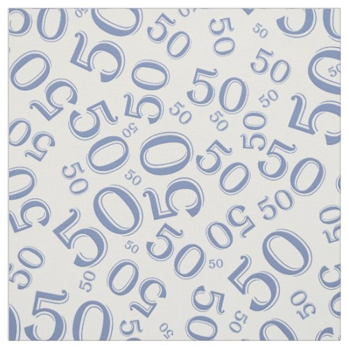 50th Birthday Cool Number Pattern GreenWhite Fabric