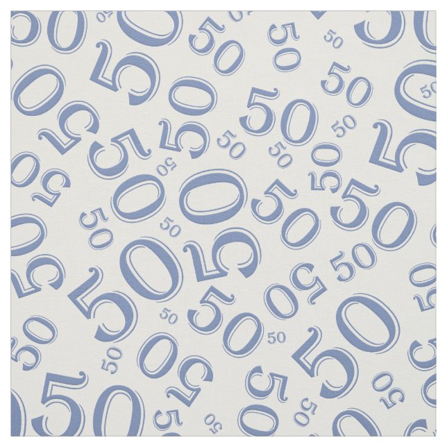50th Birthday Cool Number Pattern Green/White Fabric (Swatch)