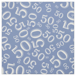 50th Birthday Cool Number Pattern Green/White Fabric