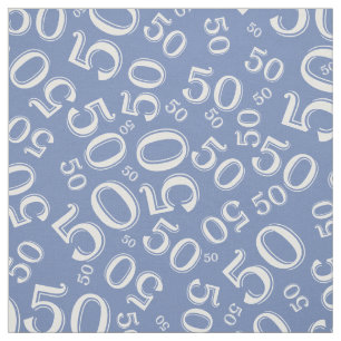 50th Birthday Cool Number Pattern Green/White Fabric