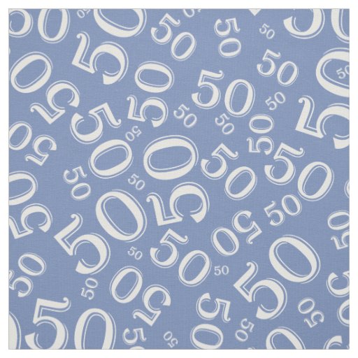 50th Birthday Cool Number Pattern Green/White Fabric