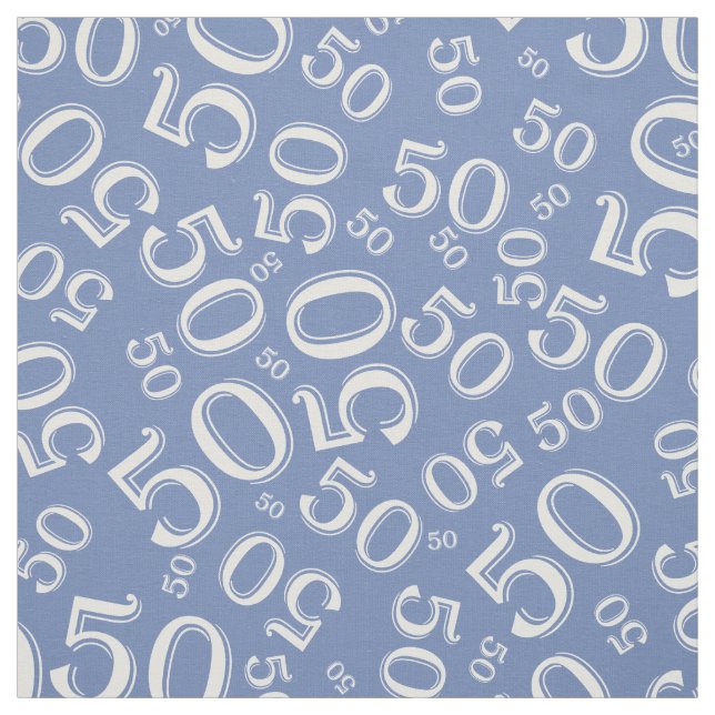 50th Birthday Cool Number Pattern Green/White Fabric (Swatch)