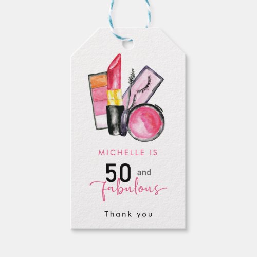 50th Birthday Cosmetics Beauty Woman 50  Fabulous Gift Tags