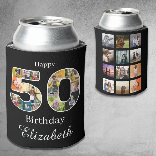 50th Birthday Create Your Own Multi Photo Can Cooler
