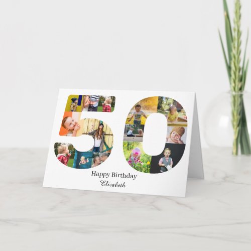 50th Birthday Create Your Own Multi Photo Custom Card