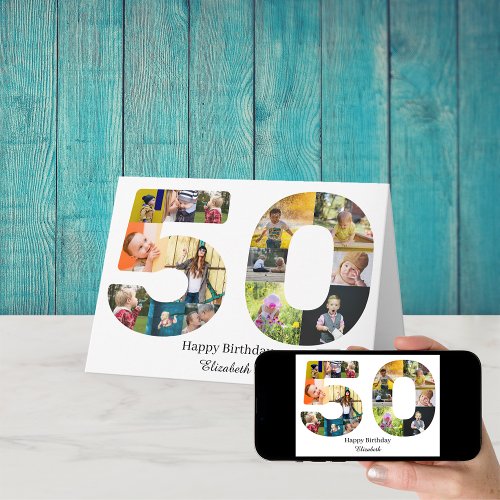 50th Birthday Create Your Own Multi Photo Custom Card