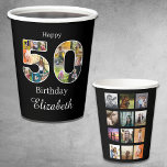 50th Birthday Create Your Own Multi Photo Paper Cups<br><div class="desc">A wonderful way to say happy 50th Birthday to somebody special with a unique classical design black and white paper cups. Use our template to create your own custom photo collage. This loving birthday party accessory for that wonderful person has a simple elegant chic format with a beautiful typography. The...</div>