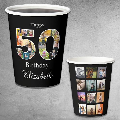 50th Birthday Create Your Own Multi Photo Paper Cups