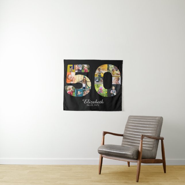50th Birthday Create Your Own Multi Photo Tapestry (In Situ (Horizontal))