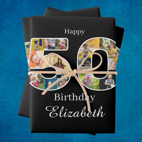50th Birthday Create Your Own Multi Photo Wrapping Paper Sheets