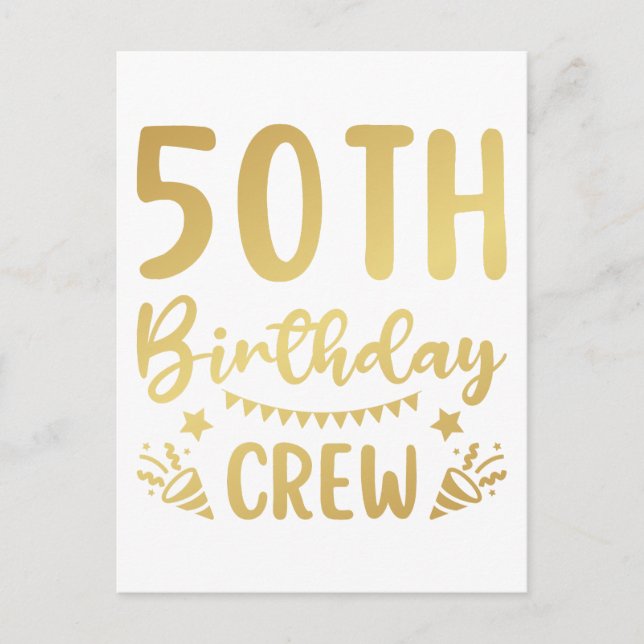 50th Birthday Crew 50 Party Crew Postcard (Front)