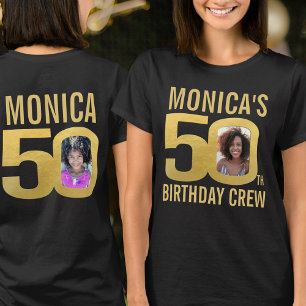 50th birthday crew custom name photo fun T-Shirt