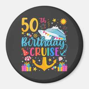 50th Birthday Cruise B-Day Party Circle Magnet