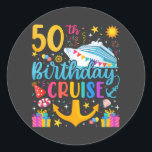 50th Birthday Cruise B-Day Party Classic Round Sticker<br><div class="desc">50th Birthday Cruise B-Day Party Funny design Gift Classic Round Stickers Classic Collection.</div>