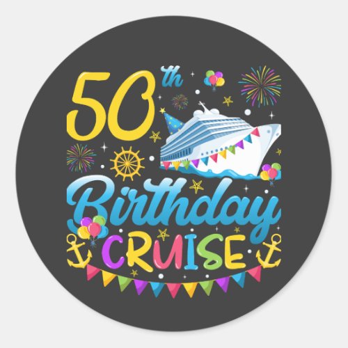50th Birthday Cruise B_Day Party Classic Round Sticker