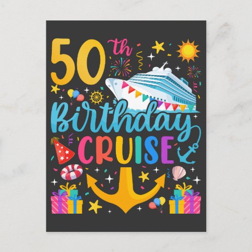 50th Birthday Cruise B_Day Party Postcard