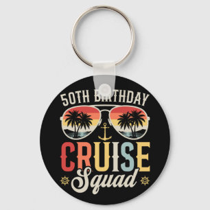 50TH Birthday Cruise Squad Family Matching Circle Keychain