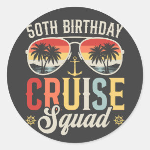 50TH Birthday Cruise Squad Family Matching Classic Round Sticker