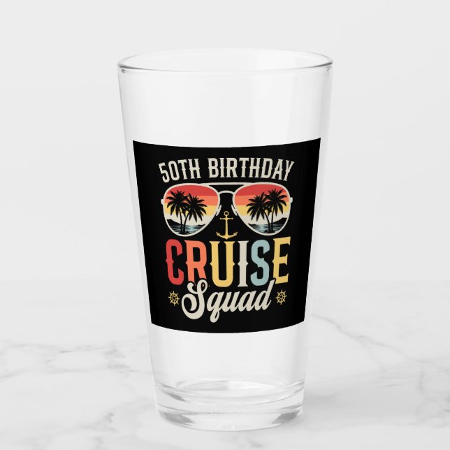 50TH Birthday Cruise Squad Family Matching DK Glass (Front)