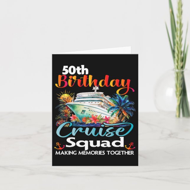 50th Birthday Cruise Squad Friends Family Vacation Card (Front)