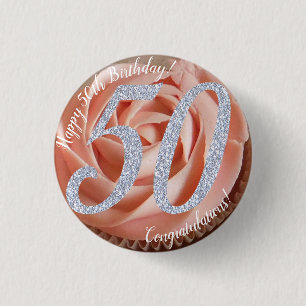 50th Birthday Cupcake 3 Cm Round Badge Button