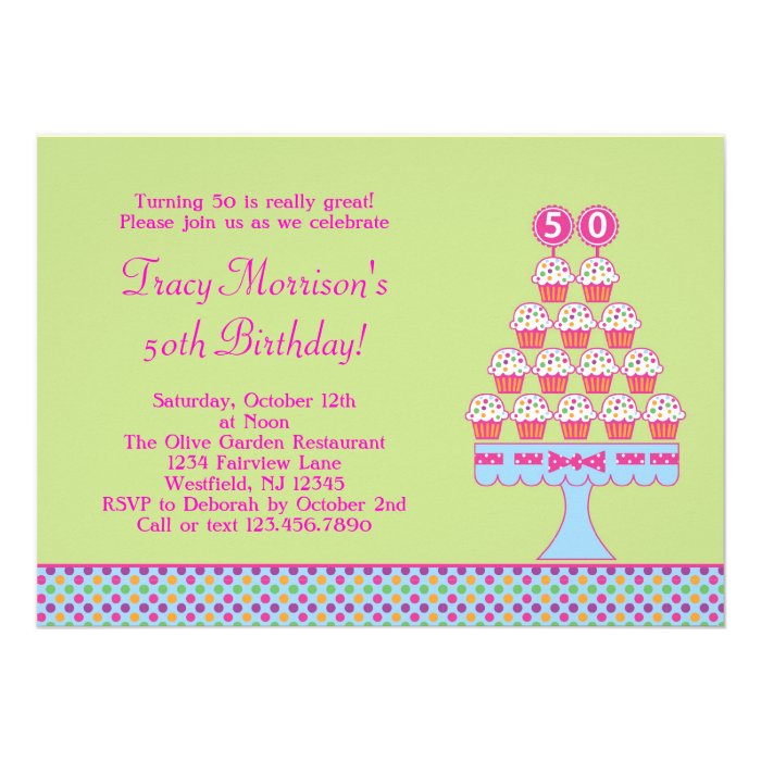 50th Birthday Cupcakes Invitation