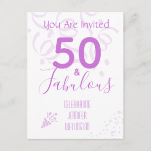 50th Birthday Custom Nam Hot Pink Party Invitation Postcard