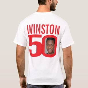 50th birthday custom name and photo template red T-Shirt