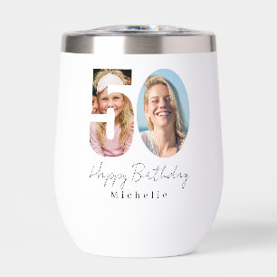 50th Birthday Custom Photo Thermal Wine Tumbler
