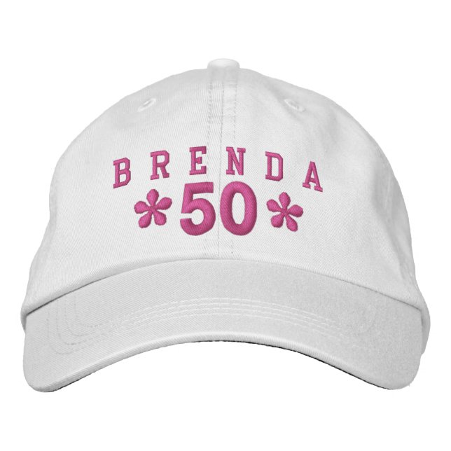 50th Birthday Custom PINK Embroidery H50C Embroidered Baseball Cap (Front)