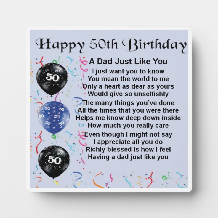 50th Birthday Dad Poem Plaque | Zazzle