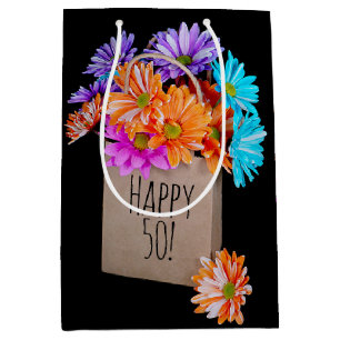 50th Birthday Daisy Bouquet In Paper Bag