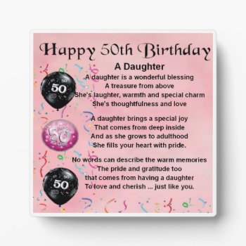 50th  Birthday Daughter Poem Plaque by Lastminutehero at Zazzle