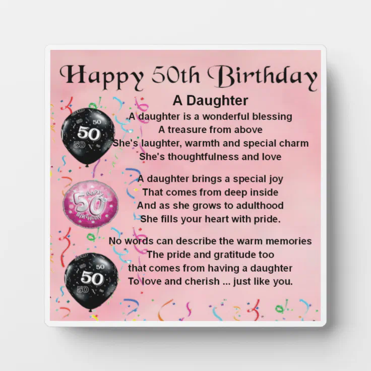 50th Birthday Daughter Poem Plaque | Zazzle 50th Birthday Daughter Poem Plaque | Zazzle