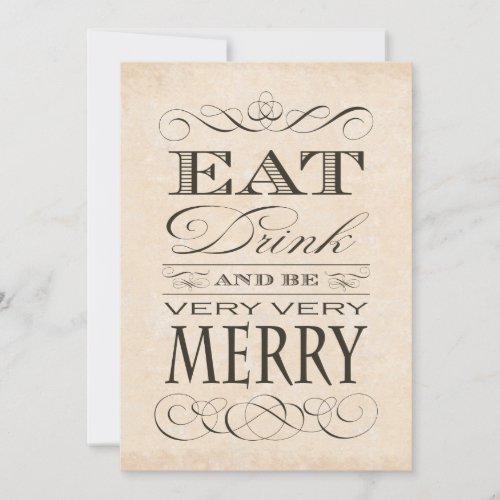 50th Birthday Dinner Party Eat Drink and be Merry Custom Announcements