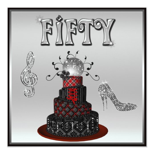 50th Birthday Disco Diva Cake Sparkle High Heels Card