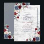 50th Birthday Dusty Blue Burgundy Blush Gold Invitation<br><div class="desc">Celebrate your 50th birthday in style with this beautiful 50th Birthday Dusty Blue Burgundy Blush Gold Floral Invitation! Featuring elegant dusty blue, burgundy marsala and blush pink watercolor florals and botanical greenery and a dusty blue frame against a unique faux carrera marble background, this invitation is sure to dazzle your...</div>
