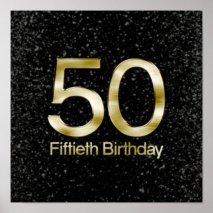 50th Birthday, Elegant Black Gold Glam Poster | Zazzle.com