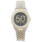 50th Birthday, Elegant Black Gold Glam