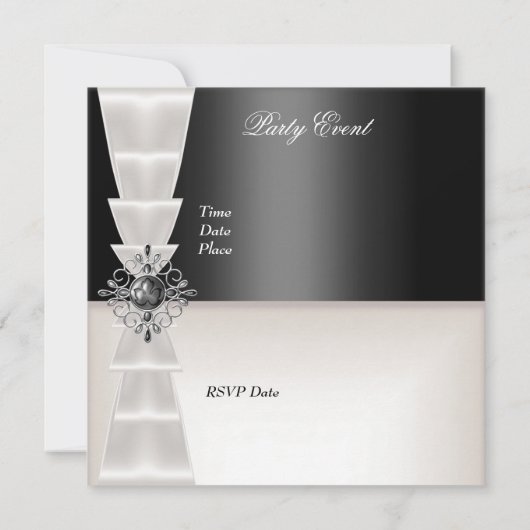 50th Birthday Elegant Black White Check Jewel (Back)