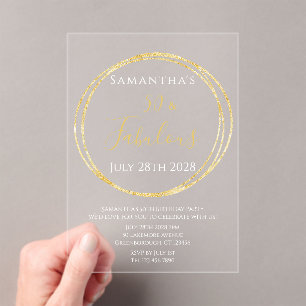 50th Birthday Elegant Chic Birthday Party Acrylic Invitations