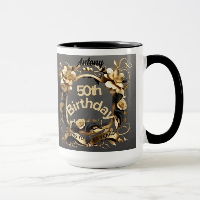 50th Birthday Elegant Chic Cheers to 50 Years  Mug (Right)