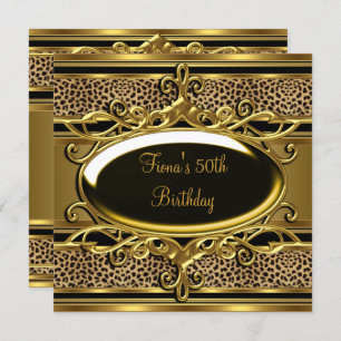 50th Birthday Elegant Classy Gold Black Invitation